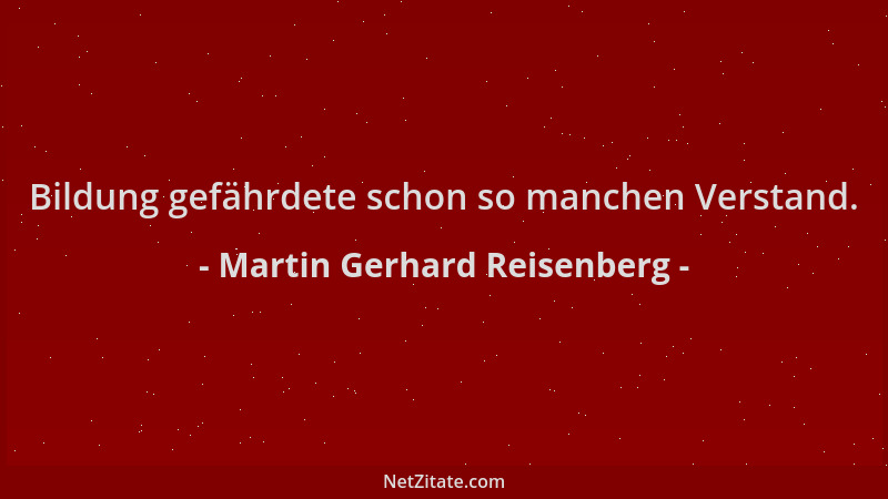 Martin Gerhard Reisenberg - Bildung gefährdete schon so manchen Verstand....