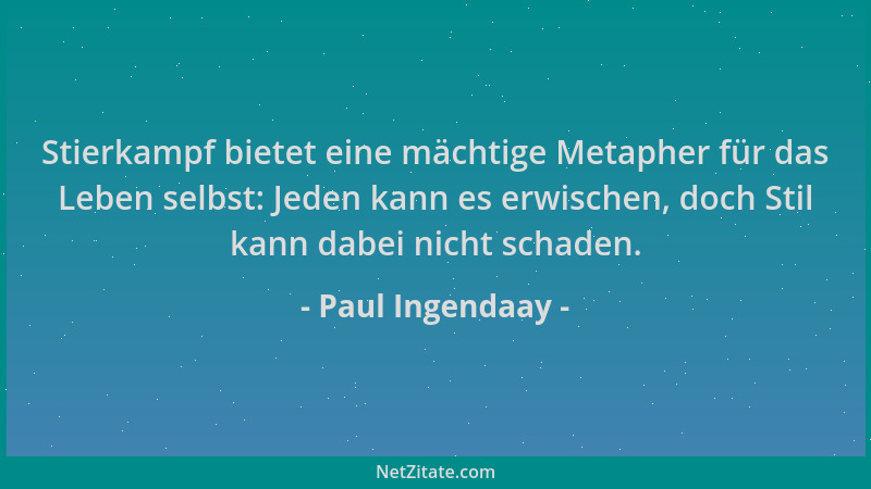 Paul Ingendaay - Stierkampf bietet eine mächtige Metapher für das Leben selbst: Jeden kann es erwischen, doch Stil kann dab...