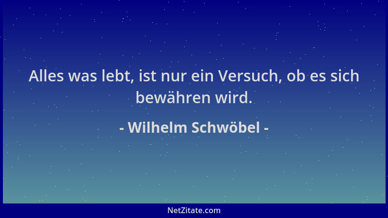 Wilhelm Schwöbel - Alles was lebt, ist nur ein Versuch, ob es sich bewähren wird....