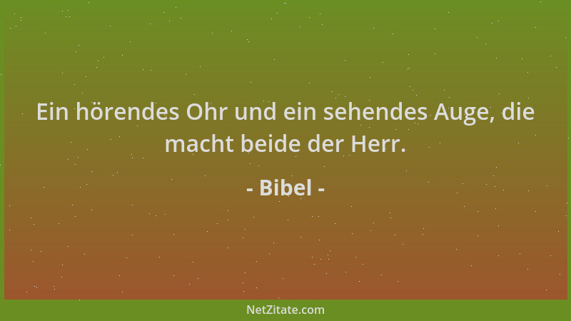 Bibel - Ein hörendes Ohr und ein sehendes Auge, die macht beide der Herr....