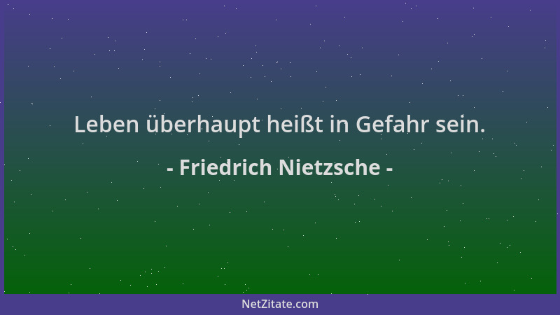 Friedrich Nietzsche - Leben überhaupt heißt in Gefahr sein....