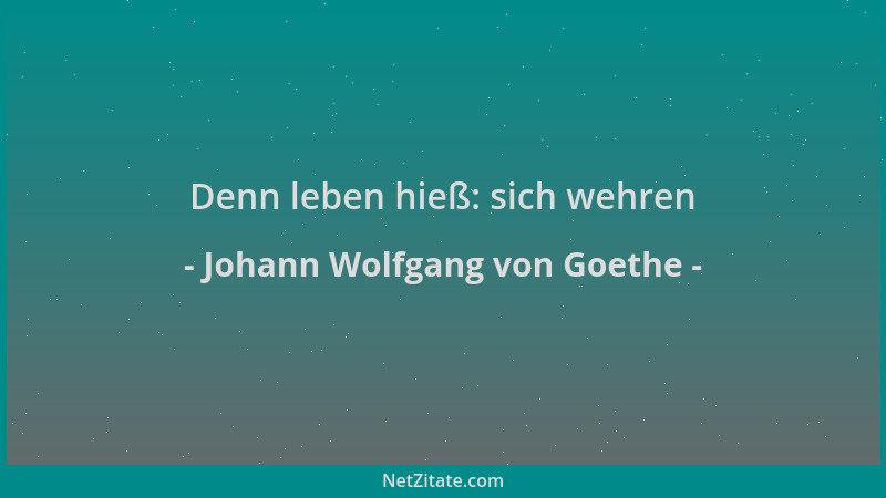 Johann Wolfgang von Goethe - Denn leben hieß: sich wehren...