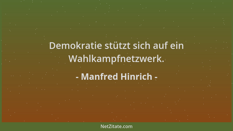 Manfred Hinrich - Demokratie stützt sich auf ein Wahlkampfnetzwerk....