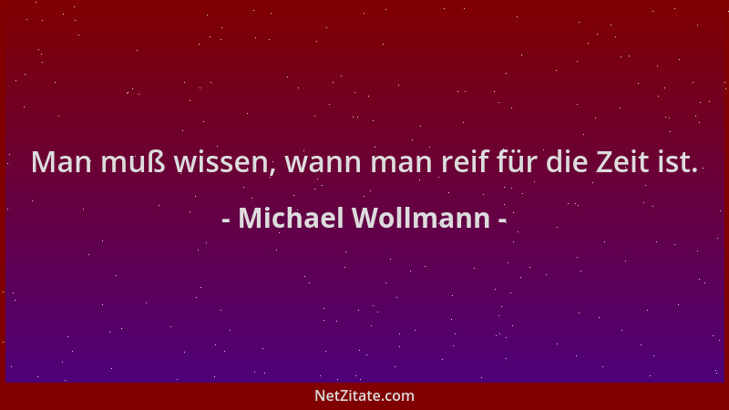 Michael Wollmann - Man muß wissen, wann man reif für die Zeit ist....