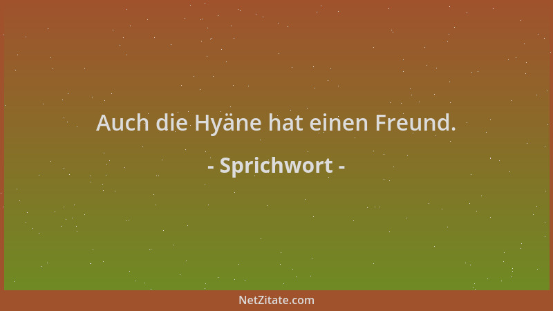 Sprichwort - Auch die Hyäne hat einen Freund....