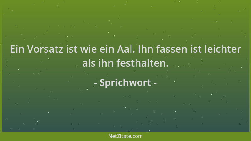 Sprichwort - Ein Vorsatz ist wie ein Aal. Ihn fassen ist leichter als ihn festhalten....