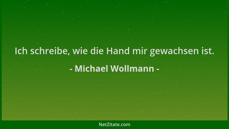 Michael Wollmann - Ich schreibe, wie die Hand mir gewachsen ist....