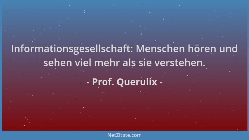 Prof. Querulix - Informationsgesellschaft: Menschen hören und sehen viel mehr als sie verstehen....