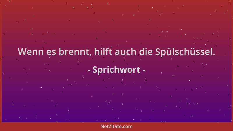 Sprichwort - Wenn es brennt, hilft auch die Spülschüssel....