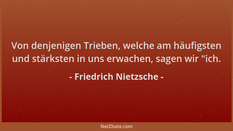 Friedrich Nietzsche - Von denjenigen Trieben, welche am häufigsten und stärksten in uns erwachen, sagen wir  "ich....