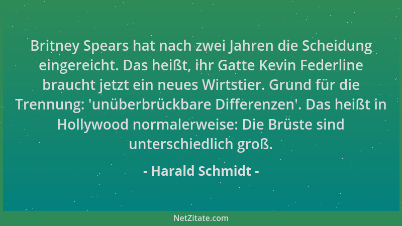 Harald Schmidt - Britney Spears hat nach zwei Jahren die Scheidung eingereicht. Das heißt, ihr Gatte Kevin Federline brauch...