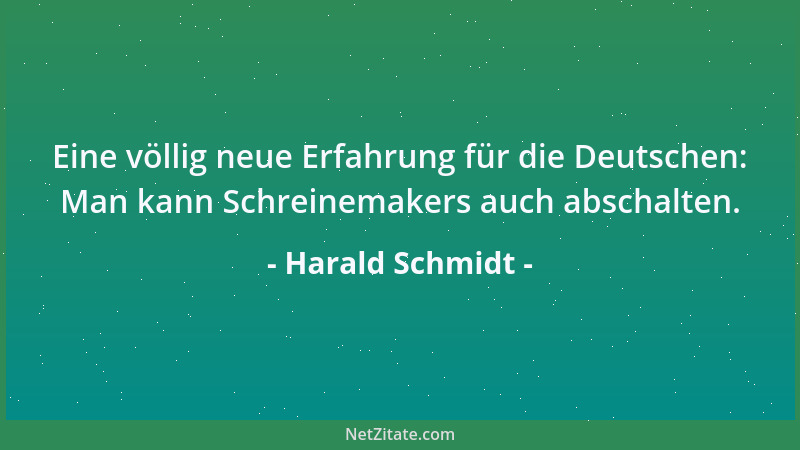 Harald Schmidt - Eine völlig neue Erfahrung für die Deutschen: Man kann Schreinemakers auch abschalten....