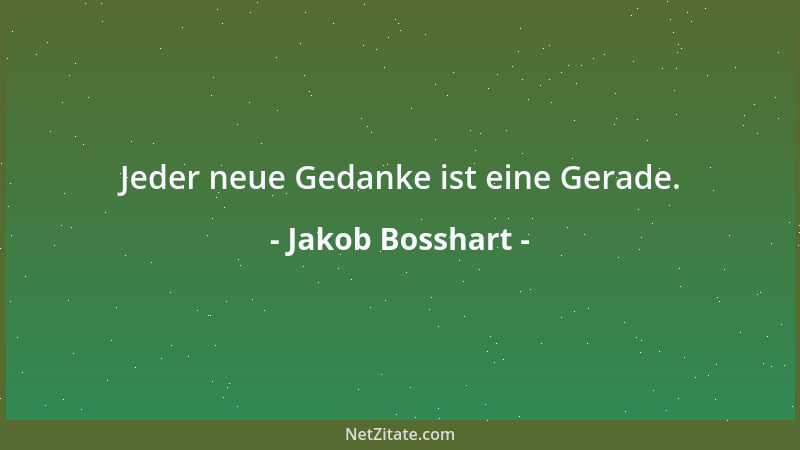 Jakob Bosshart - Jeder neue Gedanke ist eine Gerade....