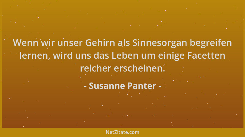 Susanne Panter - Wenn wir unser Gehirn als Sinnesorgan begreifen lernen, wird uns das Leben um einige Facetten reicher ersc...