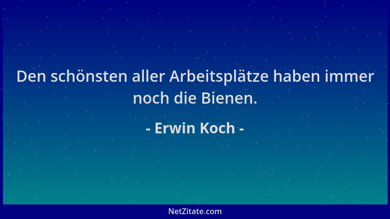 Erwin Koch - Den schönsten aller Arbeitsplätze haben immer noch die Bienen....