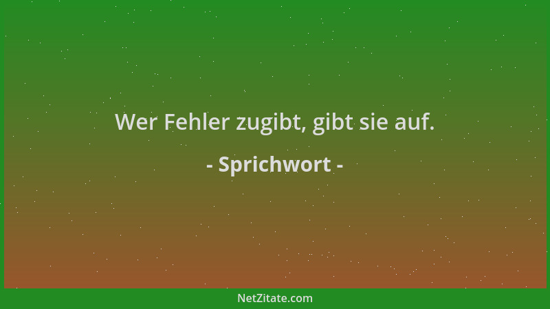 Sprichwort - Wer Fehler zugibt, gibt sie auf....