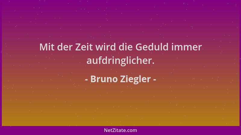 Bruno Ziegler - Mit der Zeit wird die Geduld immer aufdringlicher....