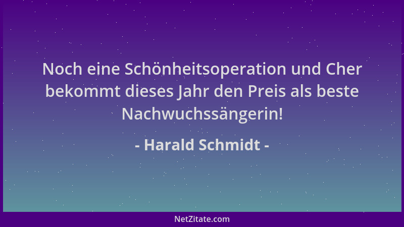 Harald Schmidt - Noch eine Schönheitsoperation und Cher bekommt dieses Jahr den Preis als beste Nachwuchssängerin!...