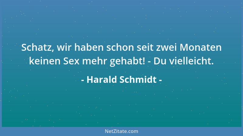 Harald Schmidt - Schatz, wir haben schon seit zwei Monaten keinen Sex mehr gehabt! - Du vielleicht....