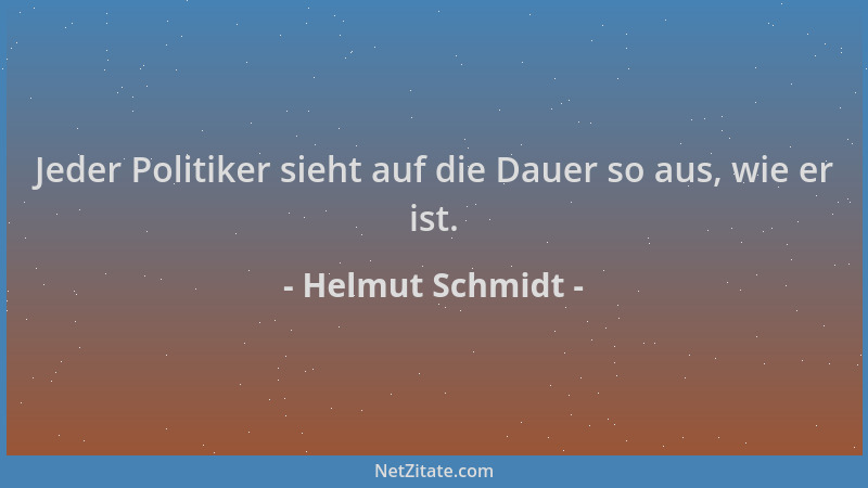 Helmut Schmidt - Jeder Politiker sieht auf die Dauer so aus, wie er ist....