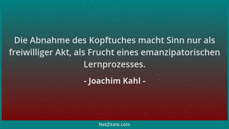 Joachim Kahl - Die Abnahme des Kopftuches macht Sinn nur als freiwilliger Akt, als Frucht eines emanzipatorischen Lernproze...