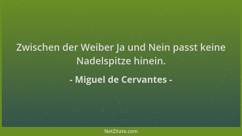 Miguel de Cervantes - Zwischen der Weiber Ja und Nein passt keine Nadelspitze hinein....