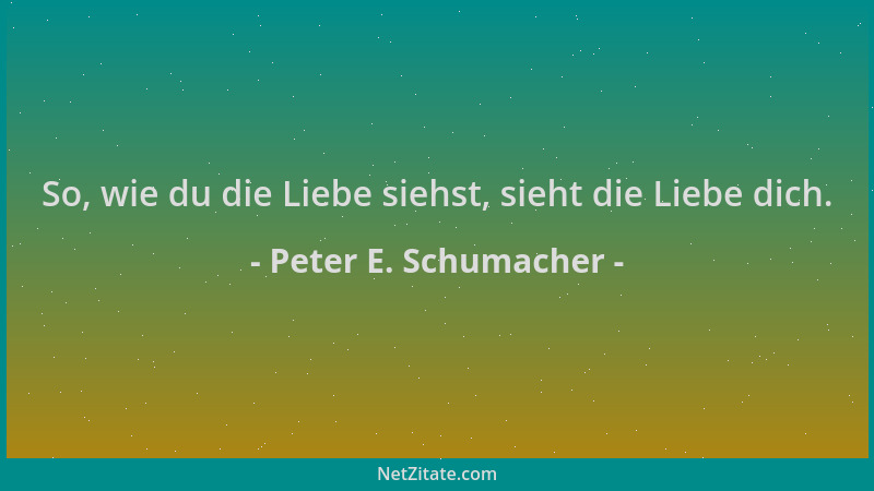 Peter E. Schumacher - So, wie du die Liebe siehst, sieht die Liebe dich....
