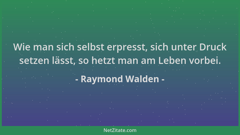 Raymond Walden - Wie man sich selbst erpresst, sich unter Druck setzen lässt, so hetzt man am Leben vorbei....
