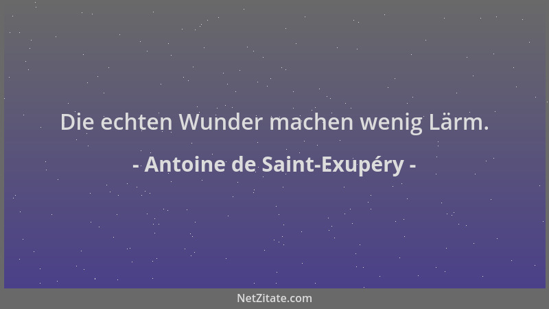 Antoine de Saint-Exupéry - Die echten Wunder machen wenig Lärm....
