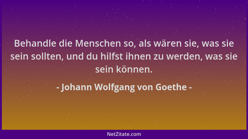Johann Wolfgang von Goethe - Behandle die Menschen so, als wären sie, was sie sein sollten, und du hilfst ihnen zu werden,...