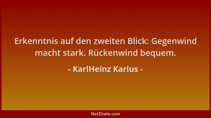 KarlHeinz Karius - Erkenntnis auf den zweiten Blick: Gegenwind macht stark. Rückenwind bequem....