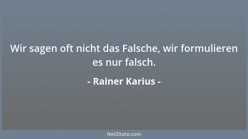 Rainer Karius - Wir sagen oft nicht das Falsche, wir formulieren es nur falsch....