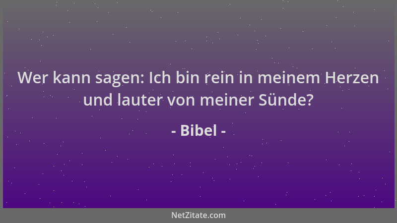 Bibel - Wer kann sagen: Ich bin rein in meinem Herzen und lauter von meiner Sünde?...