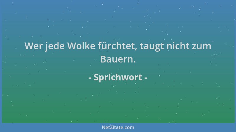 Sprichwort - Wer jede Wolke fürchtet, taugt nicht zum Bauern....