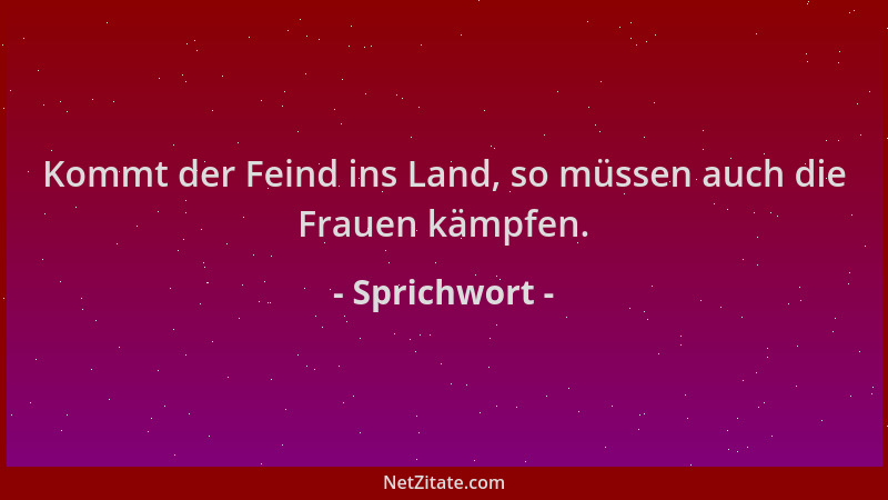 Sprichwort - Kommt der Feind ins Land, so müssen auch die Frauen kämpfen....