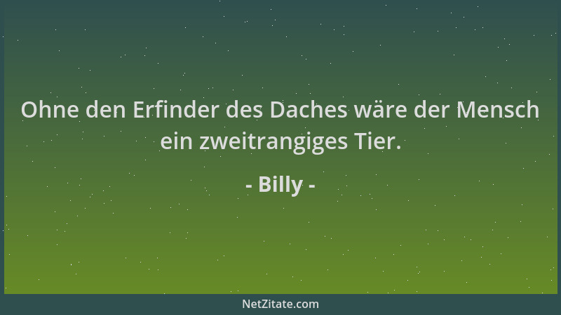 Billy - Ohne den Erfinder des Daches wäre der Mensch ein zweitrangiges Tier....