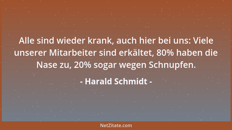Harald Schmidt - Alle sind wieder krank, auch hier bei uns: Viele unserer Mitarbeiter sind erkältet, 80% haben die Nase zu,...