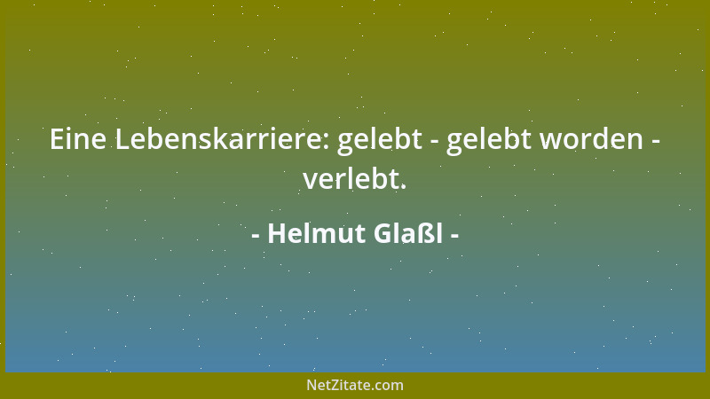 Helmut Glaßl - Eine Lebenskarriere: gelebt - gelebt worden - verlebt....