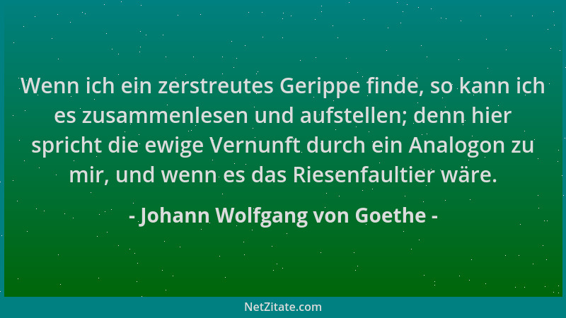 Johann Wolfgang von Goethe - Wenn ich ein zerstreutes Gerippe finde, so kann ich es zusammenlesen und aufstellen; denn hier...