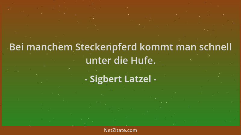 Sigbert Latzel - Bei manchem Steckenpferd kommt man schnell unter die Hufe....