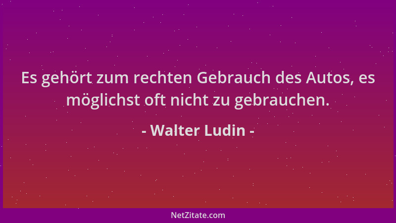 Walter Ludin - Es gehört zum rechten Gebrauch des Autos, es möglichst oft nicht zu gebrauchen....