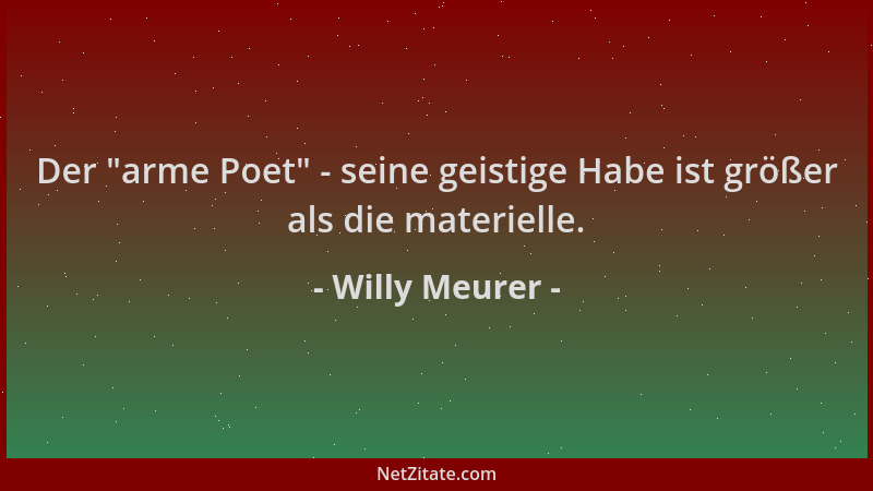 Willy Meurer - Der  "arme Poet " - seine geistige Habe ist größer als die materielle....