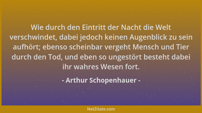Arthur Schopenhauer - Wie durch den Eintritt der Nacht die Welt verschwindet, dabei jedoch keinen Augenblick zu sein aufhör...