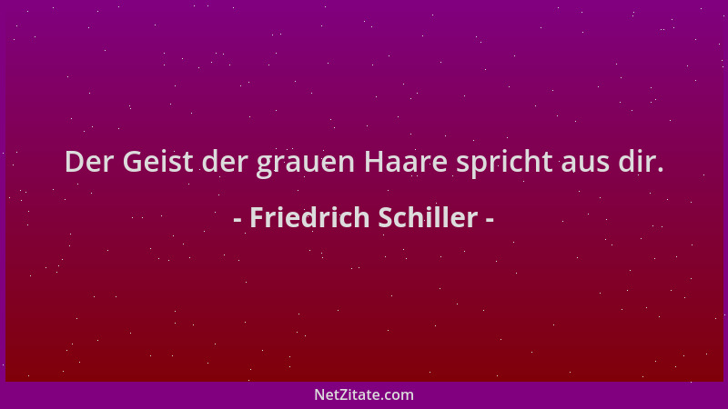 Friedrich Schiller - Der Geist der grauen Haare spricht aus dir....