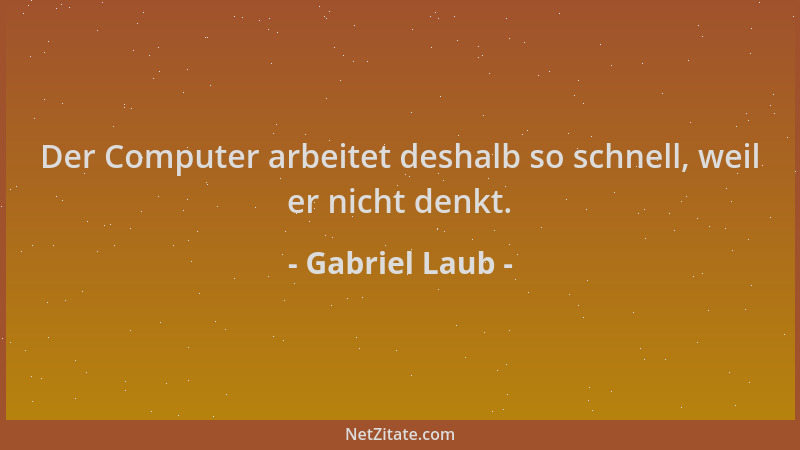Gabriel Laub - Der Computer arbeitet deshalb so schnell, weil er nicht denkt....