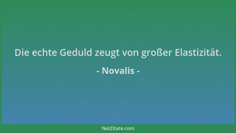 Novalis - Die echte Geduld zeugt von großer Elastizität....