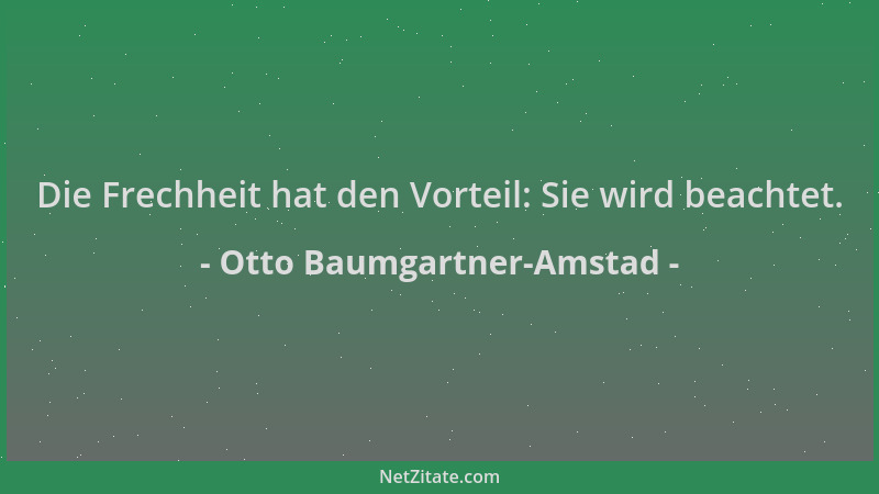 Otto Baumgartner-Amstad - Die Frechheit hat den Vorteil: Sie wird beachtet....