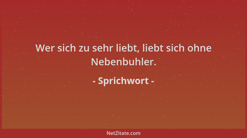 Sprichwort - Wer sich zu sehr liebt, liebt sich ohne Nebenbuhler....