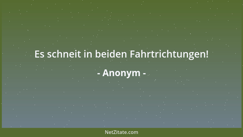 Anonym - Es schneit in beiden Fahrtrichtungen!...