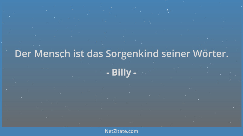Billy - Der Mensch ist das Sorgenkind seiner Wörter....
